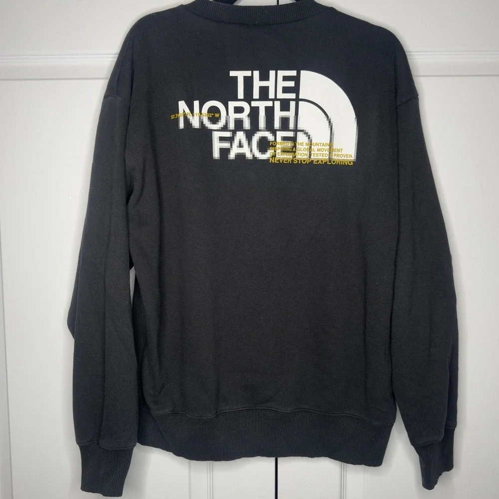 The North Face‎ Sweatshirt Mens Small Black Logo Back Graphic Fleece Pullover